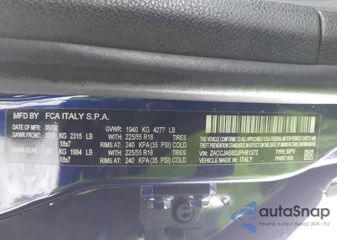 2018 Jeep Renegade Altitude Fwd from USA, damaged, VIN ZACCJABB2JPH81372